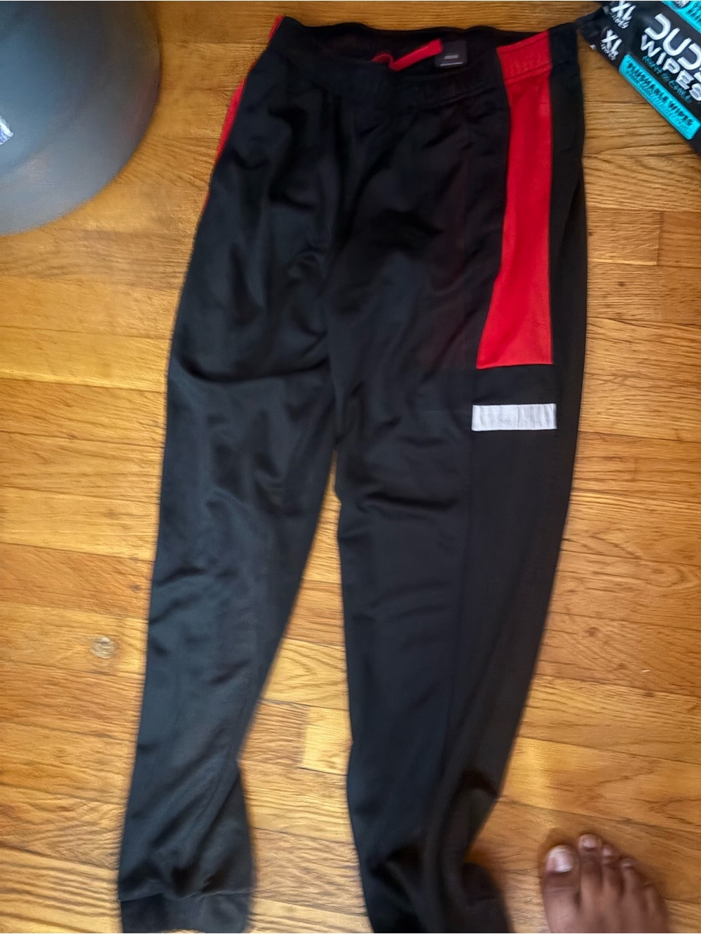 Kids Black Jogger Pants with Red Side Panel